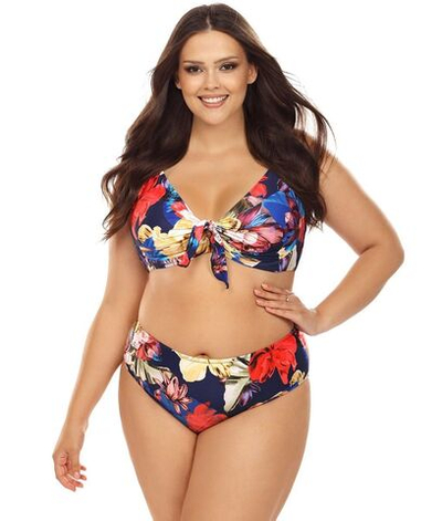 Раздельный купальник plus size с крупным цветочным узором (Размер: 80C/40) (Цвет: разноцветный)