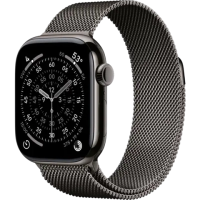 Apple Watch S11 46 mm Titanium Slate case | Slate Milanese Loop, M/L