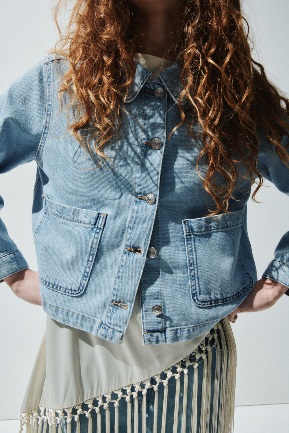Джинсовая куртка — классический воротник, короткая модель - H&M