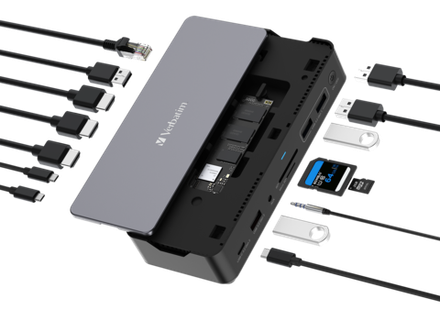 Док-станция Verbatim USB-C Pro Dock CDS-15SSD на 15 портов + 256GB Vi3000 SSD