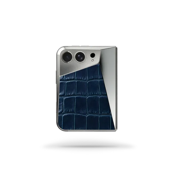 Чехол для iPhone Duo на магните - Натуральная кожа аллигатора - Голубой