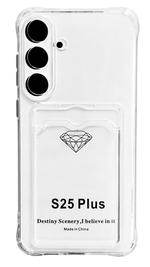 Чехол-накладка силикон с карманом под карту Samsung Galaxy S25 Plus прозрачный