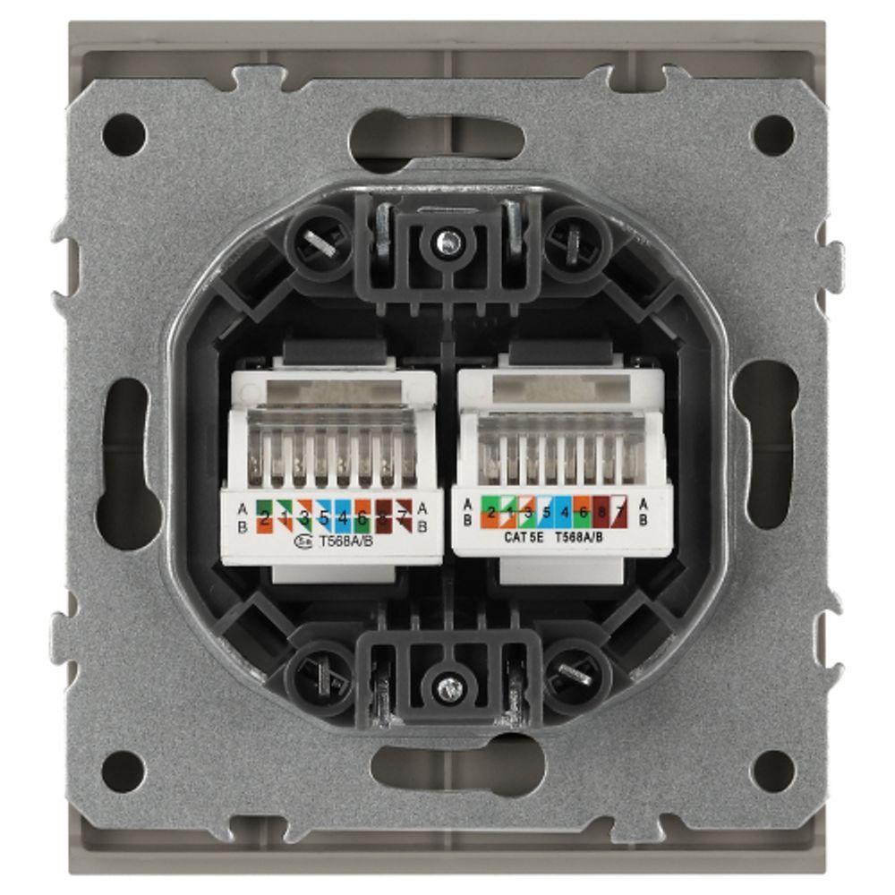Розетка ЭРА Arktik 16-3108-07 информационная двойная 2XRJ45 титан | Эра Arktik