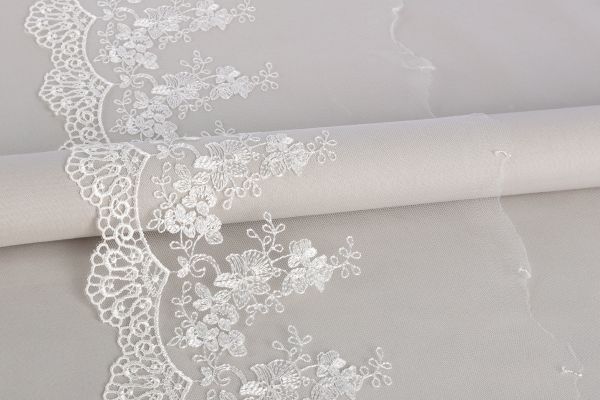 Кружево на сетке шир.190 мм / 10 метров, Турция, TL003CR кремовый, Gamma GKM-19004