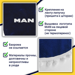 Ламбрекен с косынками Man (флок, синий, белые шарики)