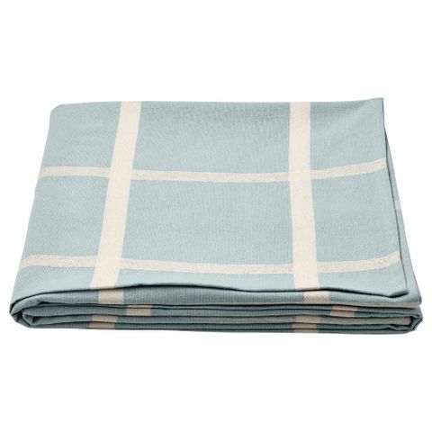 Скатерть IKEA NISSOGA (НИССОГА), Светло-голубой в клетку, 145х240 см