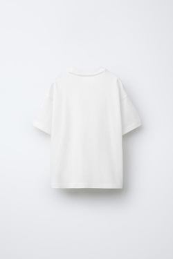 ZARA БАЗОВАЯ ОДНОТОННАЯ ФУТБОЛКА, БЕЛЫЙ