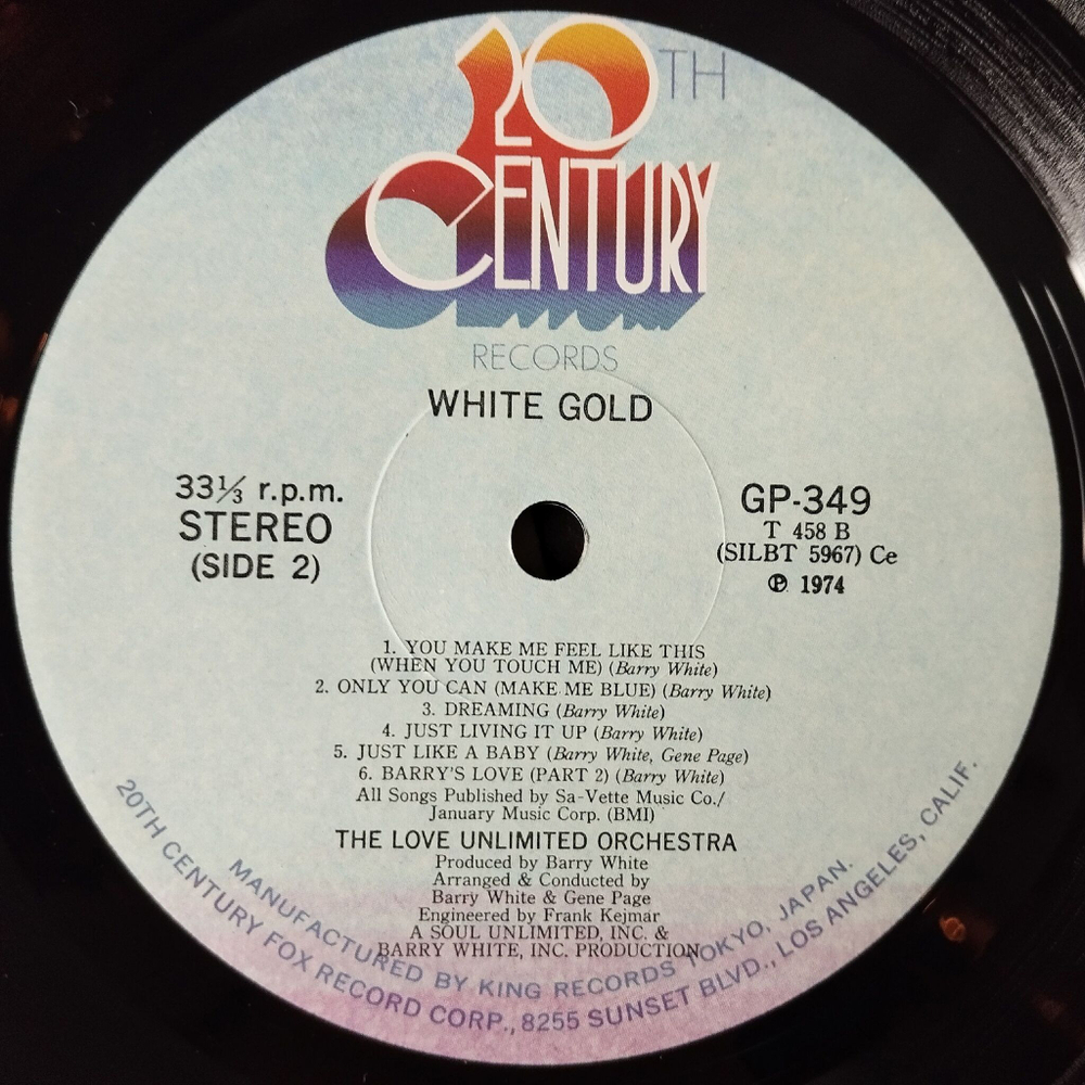 Винтажная виниловая пластинка LP Barry White and The Love Unlimited Orchestra White Gold (Japan 1974) (No Obi) Just Like A Baby