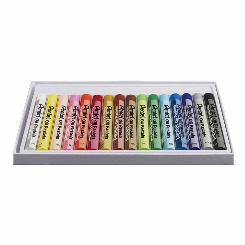 Пастель масляная художественная PENTEL "Oil Pastels", 16 цветов, круглое сечение, картонная упаковка, PHN4-16