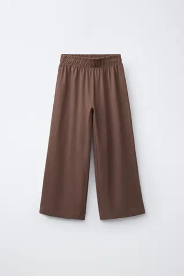 ZARA ПЛОТНЫЕ БРЮКИ WIDE LEG, КОРИЧНЕВЫЙ
