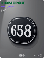 Номерок на дверь квартиры 658, для кабинета, офиса, шильдик 9 х 7 см, черный, Айдентика Технолоджи