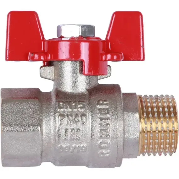 Кран шаровый со сгоном ROMMER Н-В 1/2" бабочка полнопроходной 38629