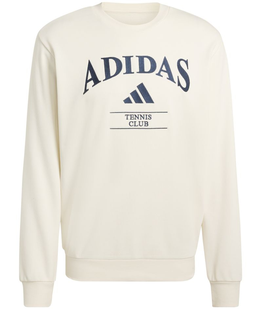 Мужская теннисная толстовка Adidas Heritage Graphic Club Crew — chalk white/dark blue