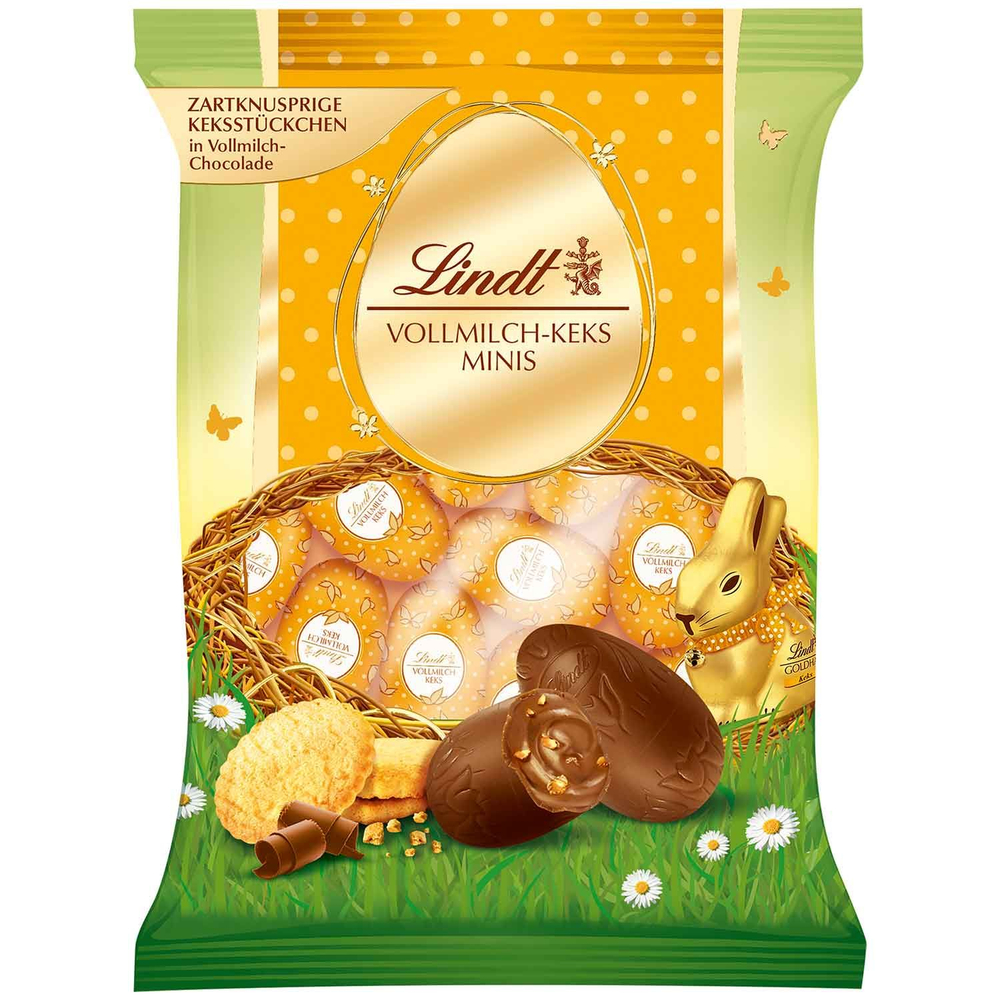 Lindt мини-яйца из молочного шоколада с кусочками печенья, 100 г