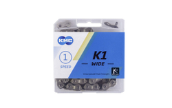Цепь KMC K1-W для BMX, Dirt, Fixed, 1/2"х1/8", 110 звеньев, пин 9.3мм, с замком, серебристая