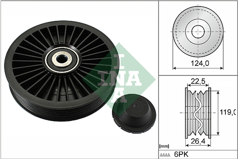 INA - 532024210-INA - Deflection/Guide Pulley, V-ribbed belt