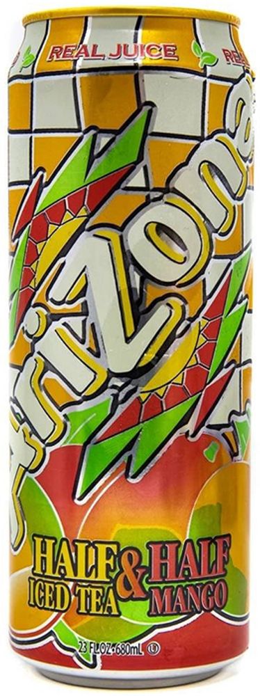 Чай Холодный Черный со Вкусом Манго Arizona Half &amp; Half Iced Tea Mango 0.68л - 24шт
