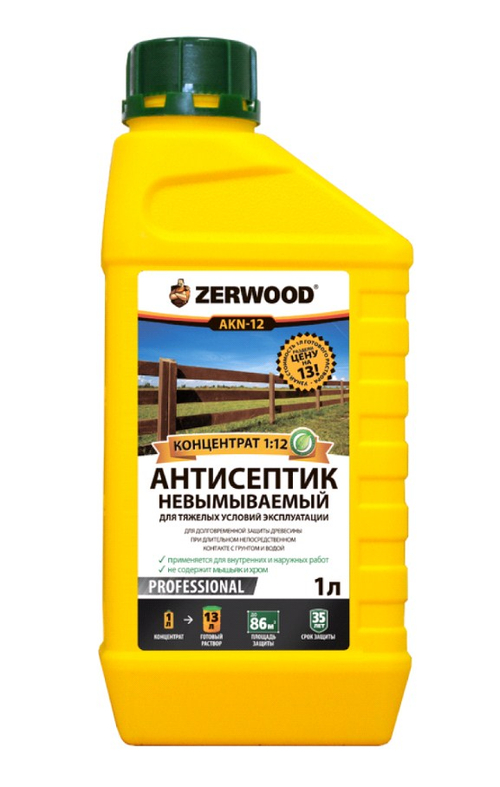 Антисептик-консервант невымыв. д/тяжел.усл. ZERWOOD AKН-12 конц.1:12   1л (И)