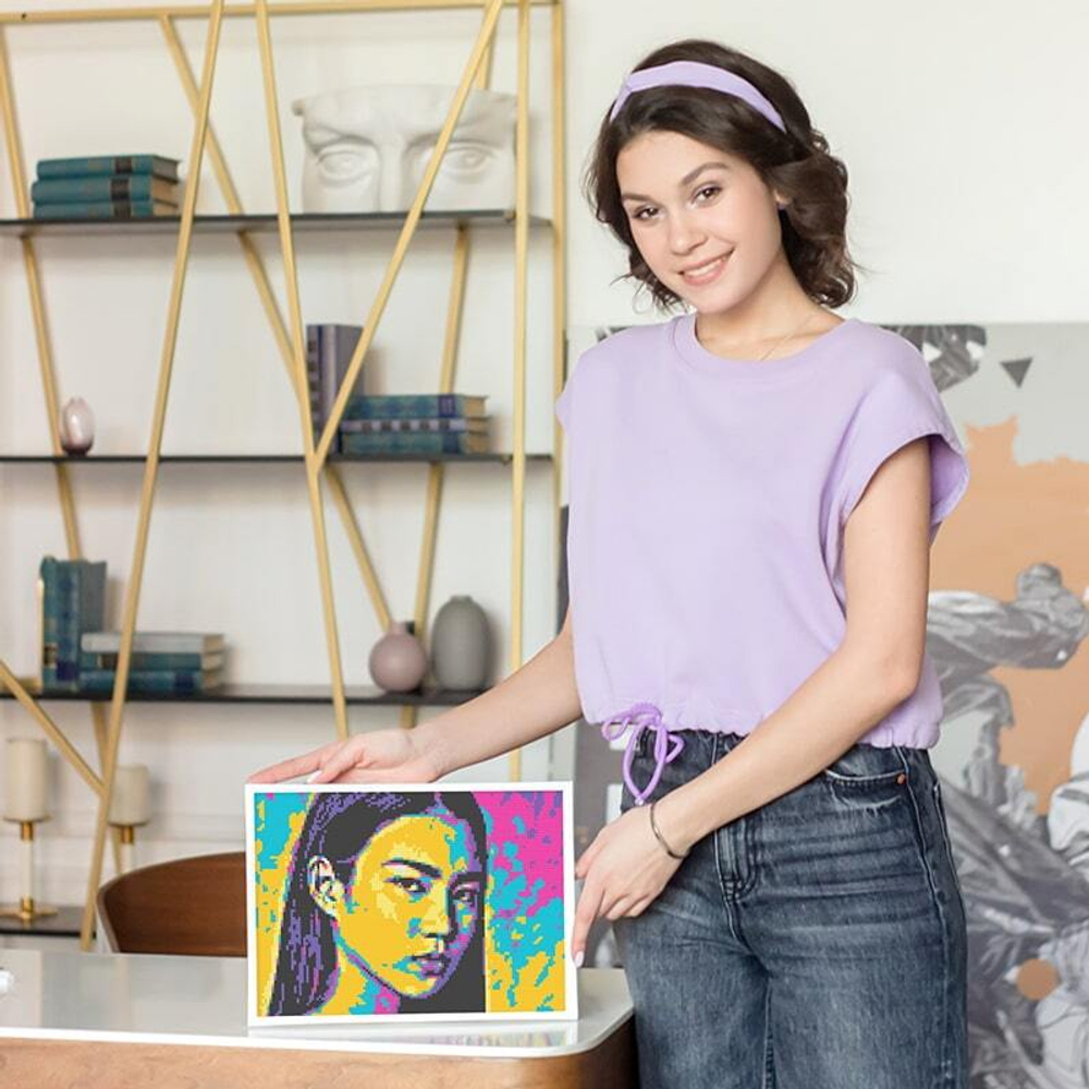 Алмазная фотомозаика QBRIX Pop-Art - Пксель-арт, собери свою цветную картину по фото из кристаллов и страз