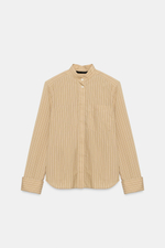 РУБАШКА В ПОЛОСКУ С ПОДПЛЕЧНИКАМИ — ZARA