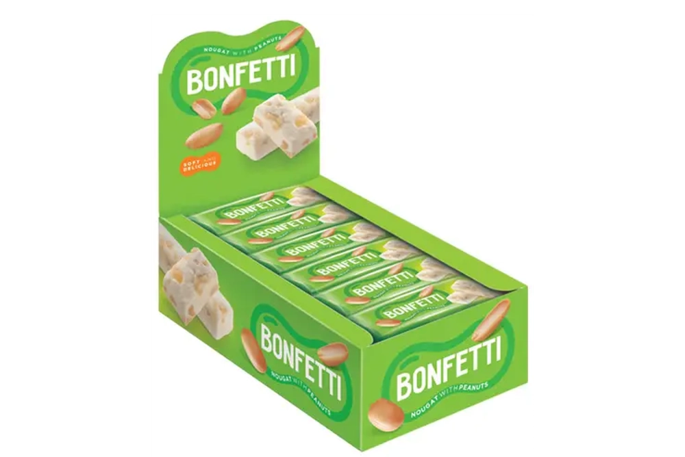 Батончики из ванильной нуги с арахисом, Яшкино Bonfetti, 18 шт по 25 г
