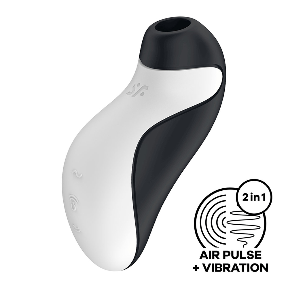 Вакуумно-волновой стимулятор с вибрацией Satisfyer Orca, черно-белый