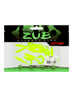 Приманка ZUB-TWIST  50мм(2")-10шт, (цвет 301) желтый