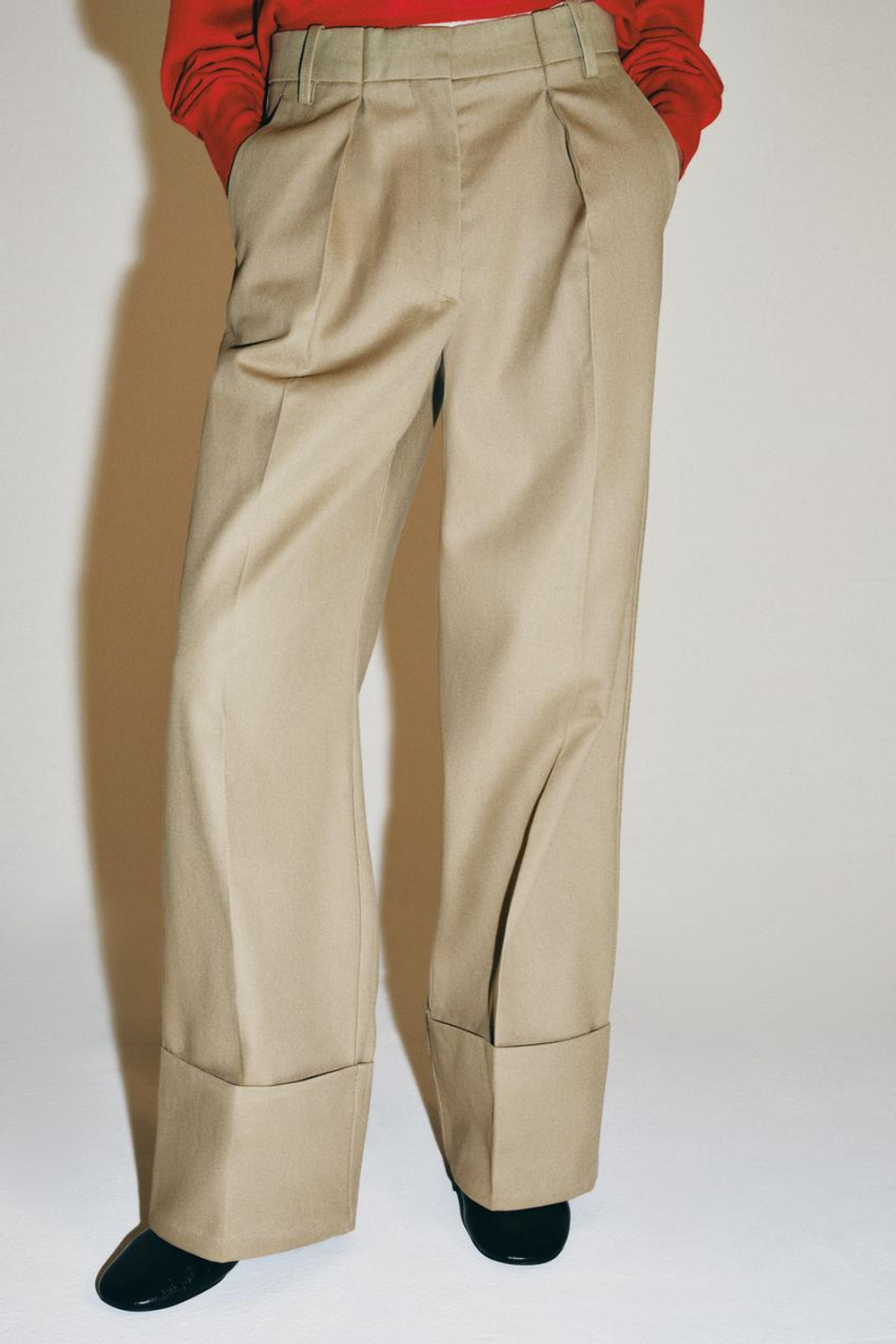 ZARA БРЮКИ ЧИНОС — ZW COLLECTION, ТЕМНЫЙ БЕЖЕВО-КОРИЧНЕВЫЙ