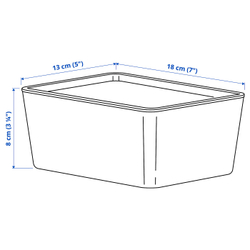 IKEA KUGGIS  (ИКЕА КУГГИС)  -  Контейнер с крышкой - светло-серый 13x18x8 см