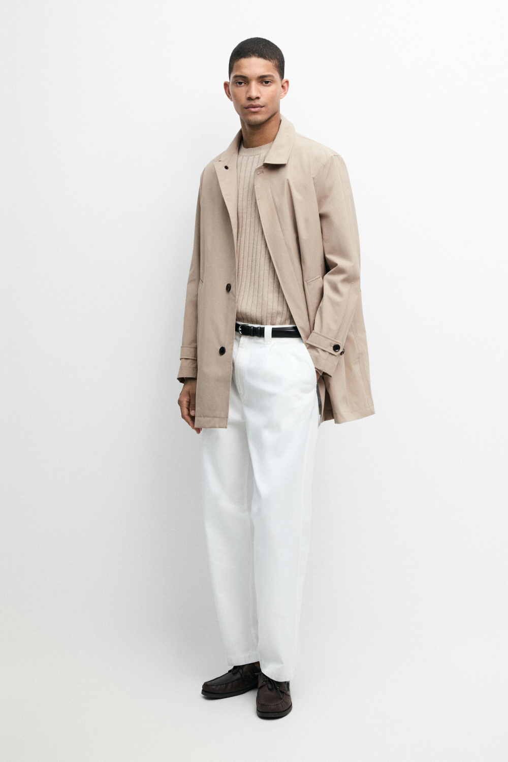 Massimo Dutti Легкое длинное тренч-пальто, песочный