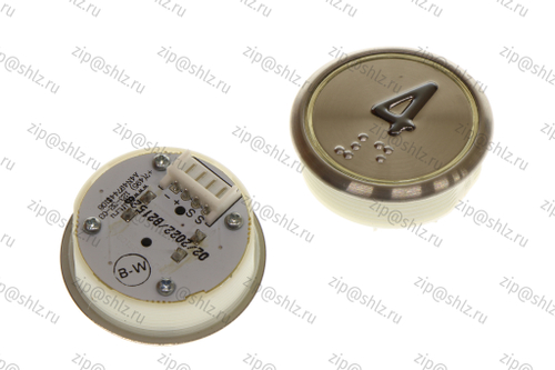 Кнопка (кнопочный модуль) BBP-R331-CMPLT-S-W-04-C "4 этаж", круглая, статическая белая подсветка, Брайль.