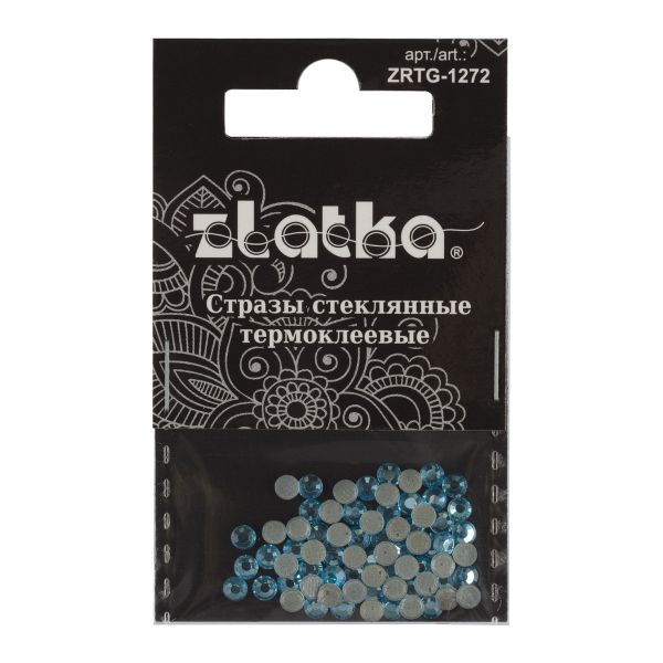 Стразы клеевые стекло 3.2 мм, 360 шт, SS12 №08 голубой (Aquamarine), Zlatka ZRTG-1272