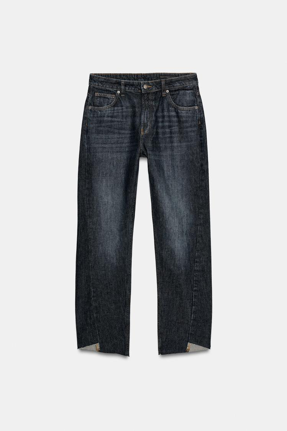 ZARA ДЖИНСЫ ZW COLLECTION THE SPLIT SEAM STRAIGHT С НИЗКОЙ ПОСАДКОЙ, СИНИЙ