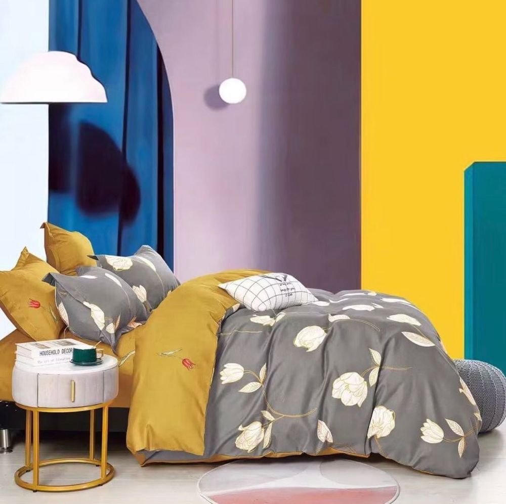 ZEPHYR HOME Двуспалка Фланель серый цветы