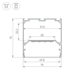 Профиль LINE-M-7575-2500 WHITE (Arlight, Алюминий)