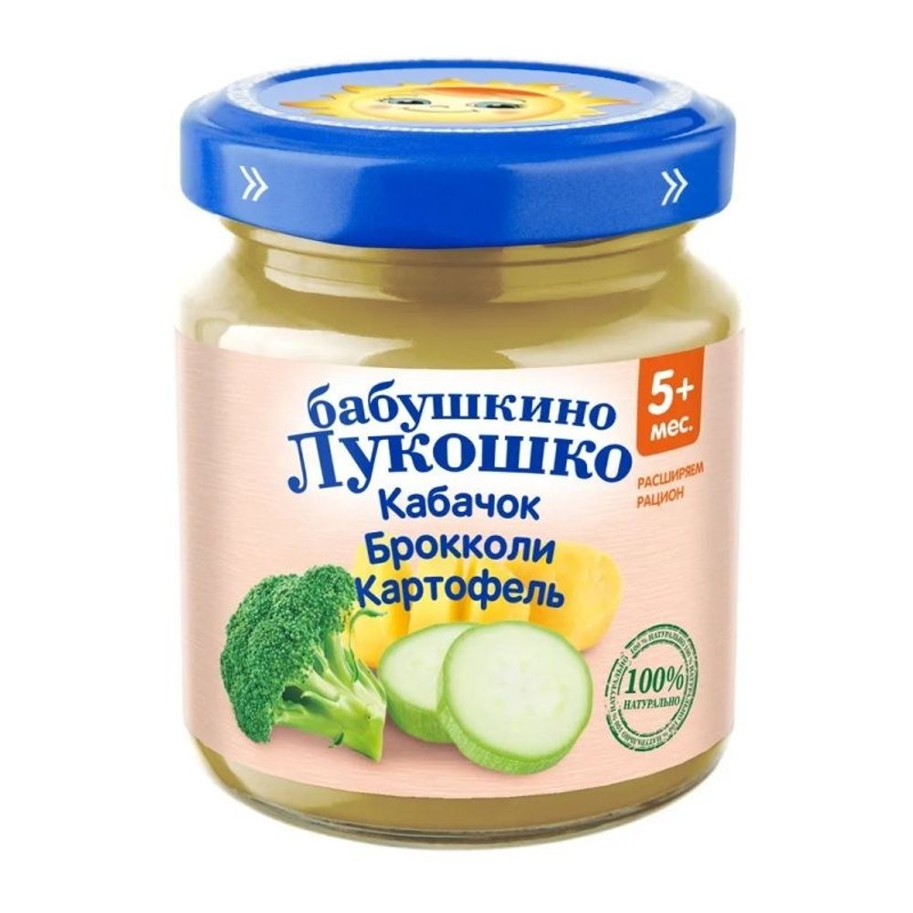 Детское пюре Бабушкино лукошко Кабачок,брокколи и картофель 100г, шт