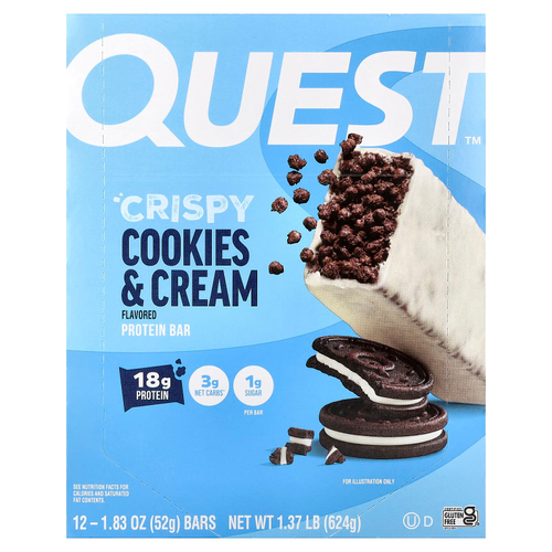 Quest Nutrition, протеиновый батончик, хрустящее печенье с кремом, 12 батончиков по 52 г (1,83 унции)