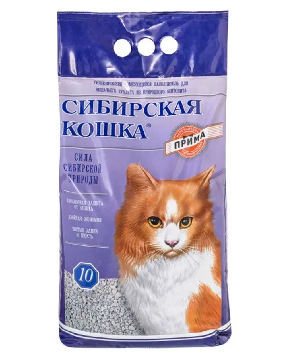 Сибирская кошка ПРИМА Сибирская Кошка из природного бентонита комкующийся для кошек 10 л 10 кг