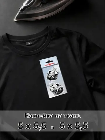 Наклейка на одежду - Медведь и компас - путешественник