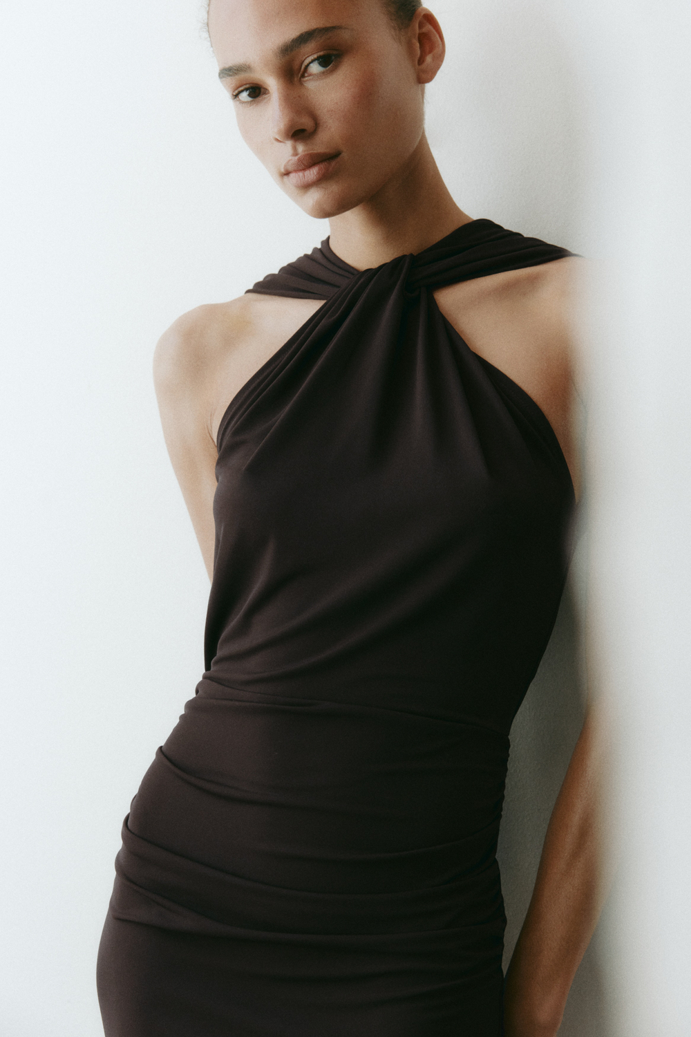 Платье из джерси с драпировкой — Светлый пыльно-бирюзовый - H&M