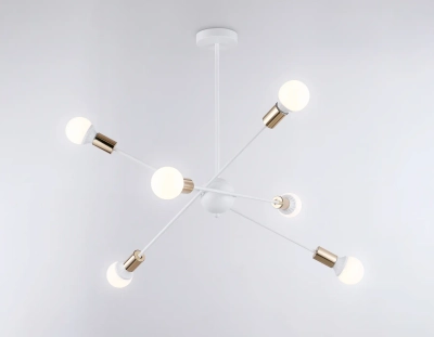 Подвесной светильник в стиле лофт TR80432/6 WH/GD белый/золото E27/6 max 60W D950*730