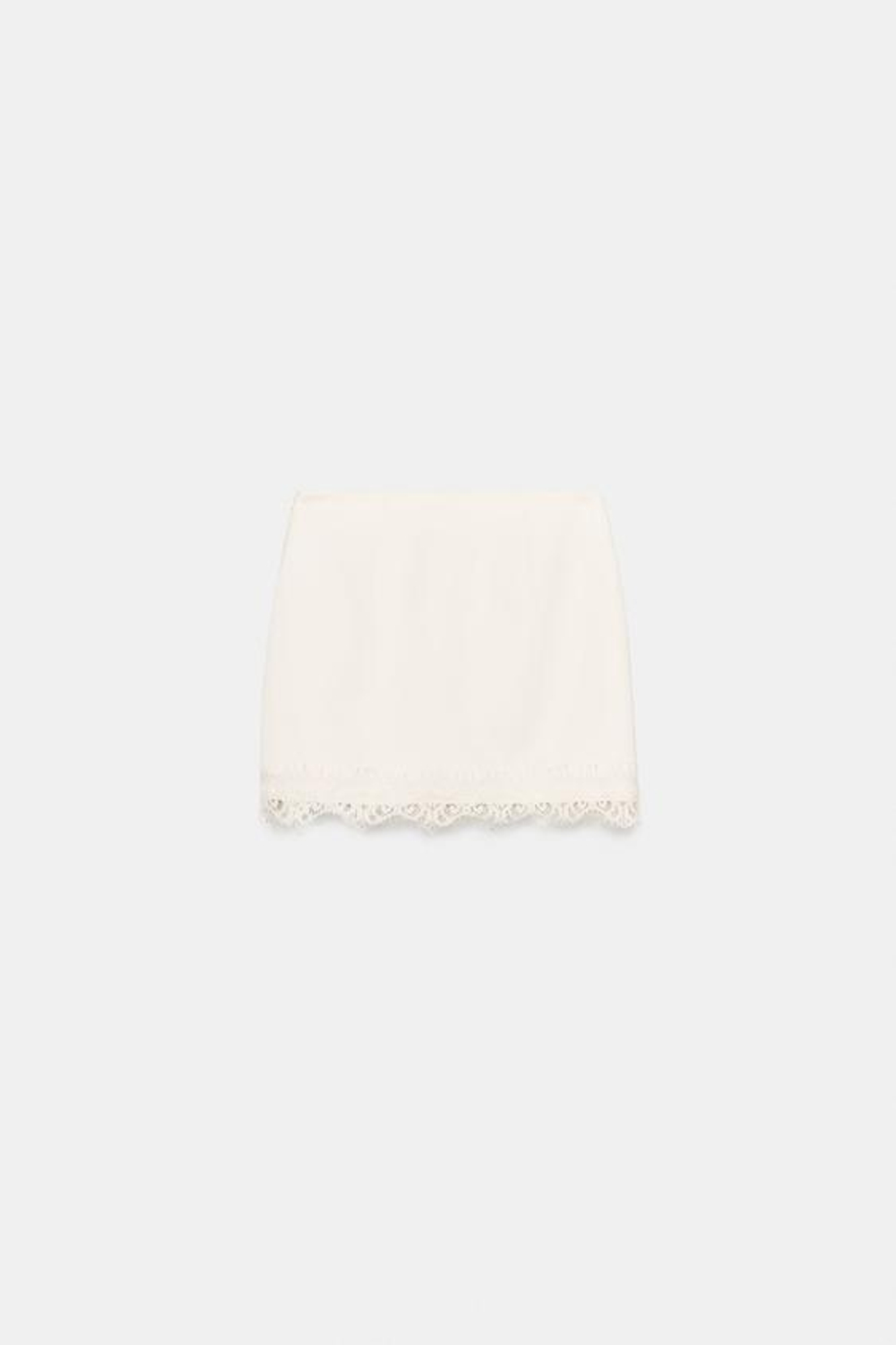 ZARA ЮБКА-ШОРТЫ С КРУЖЕВНЫМ НИЗОМ, ЭКРЮ