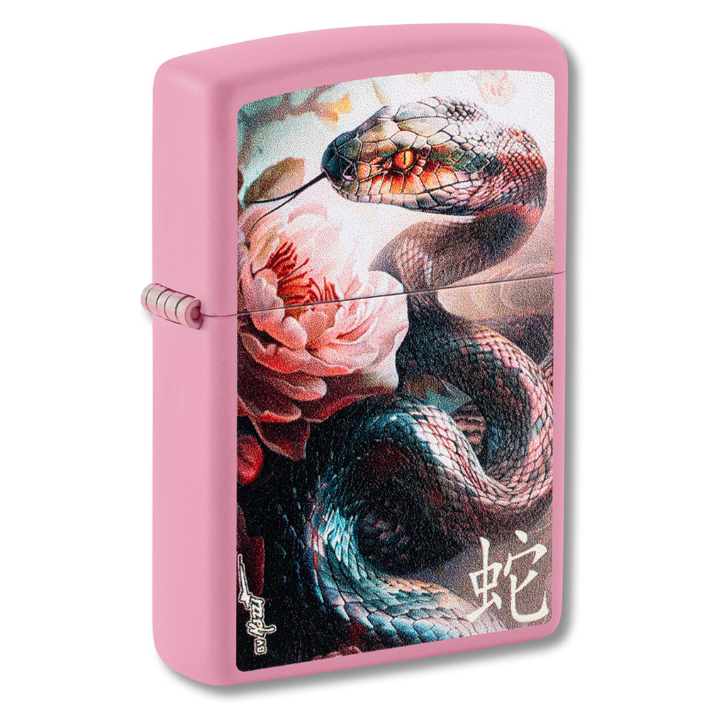 Зажигалка ZIPPO Mazzi Anaconda с покрытием Pink Matte, латунь/сталь, розовая, матовая, 38x13x57 м, ш