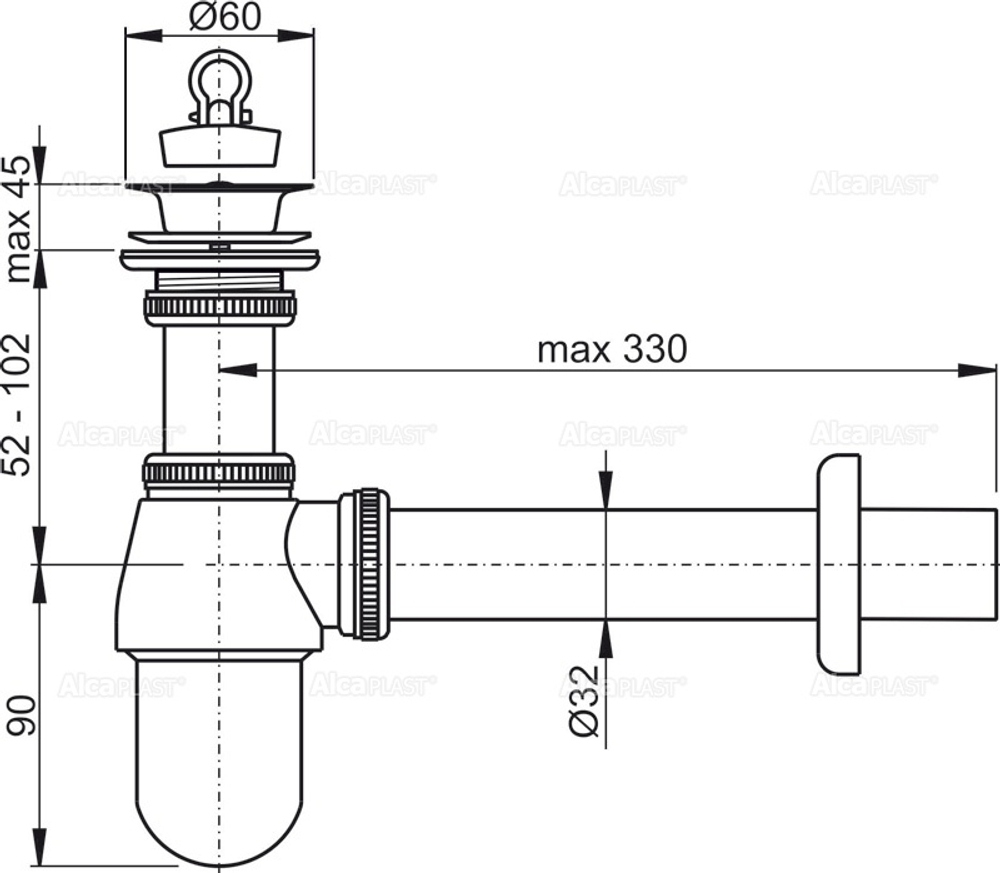 Сифон для раковины Alcaplast A437
