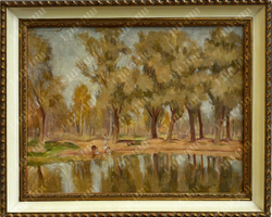 Н/х. В Сокольниках. Картон, масло. Москва, СССР, 1930–1940-е гг.