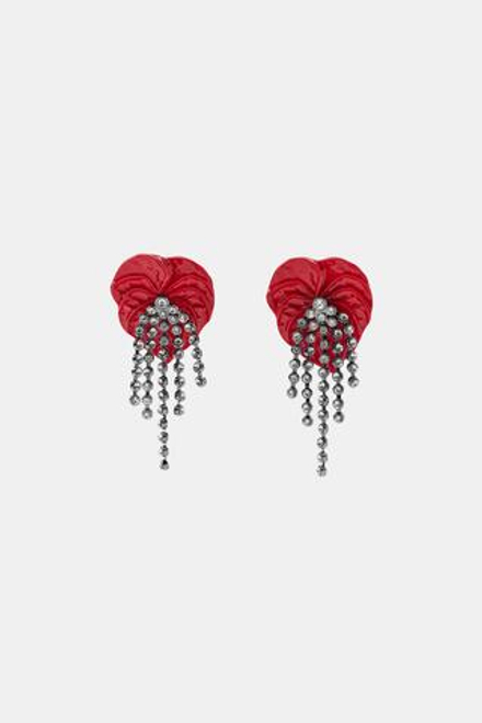 ZARA СЕРЬГИ «ЦВЕТЫ» СО СТРАЗАМИ, КРАСНЫЙ