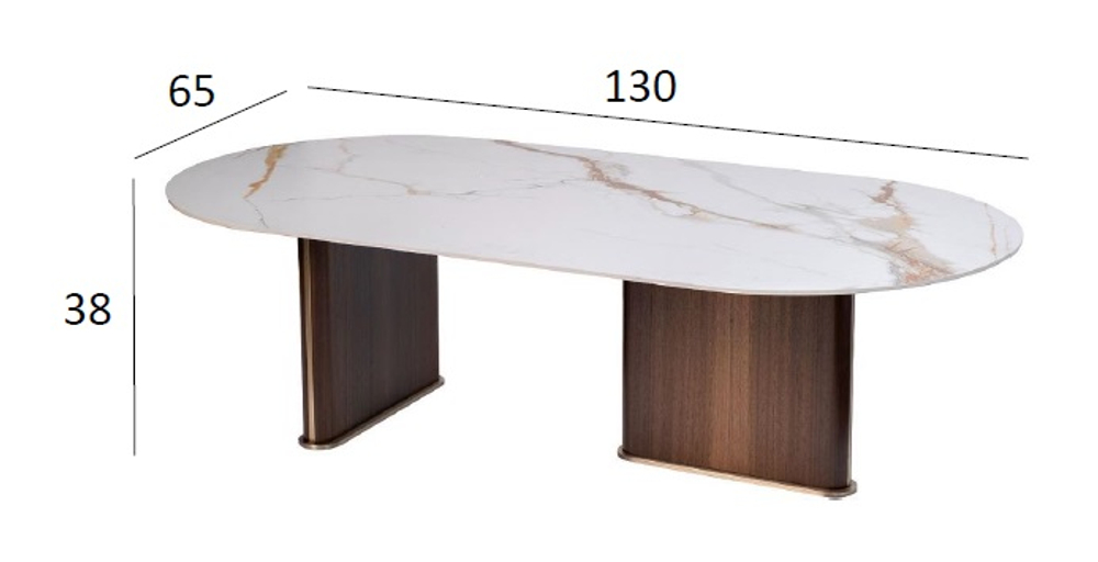 Стол журнальный Garda Decor овальный искусственный камень белый 130*65*38 см