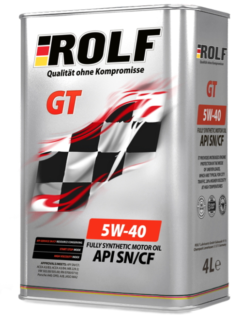 Масло моторное синтетическое Rolf GT 5W-40 4л (металл) 322229