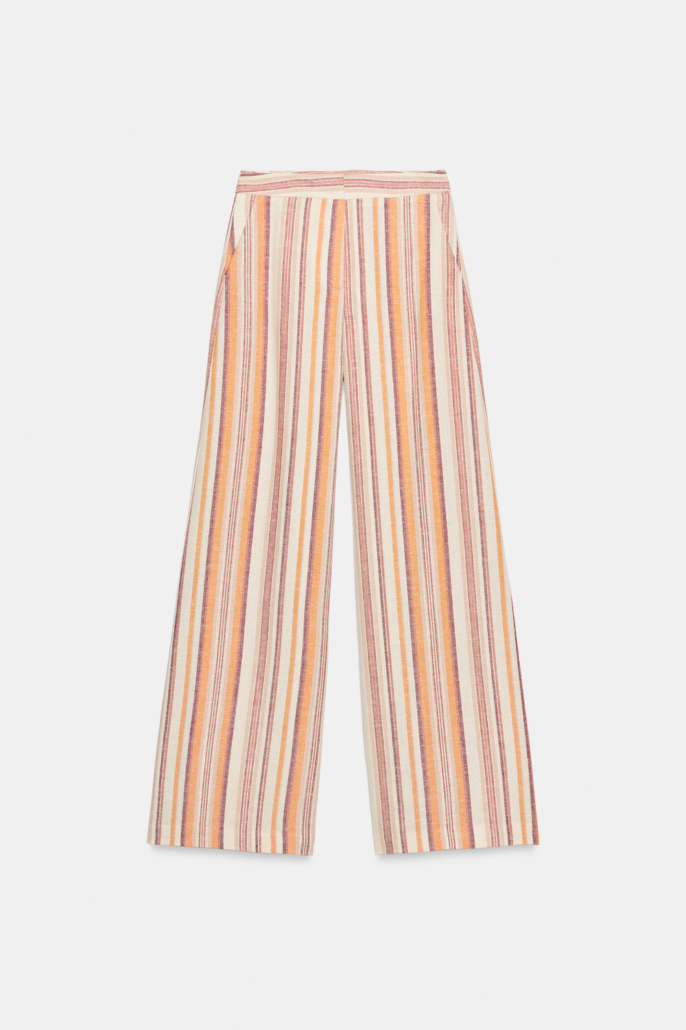 ШИРОКИЕ БРЮКИ ИЗ ЛЬНА В ПОЛОСКУ — ZARA