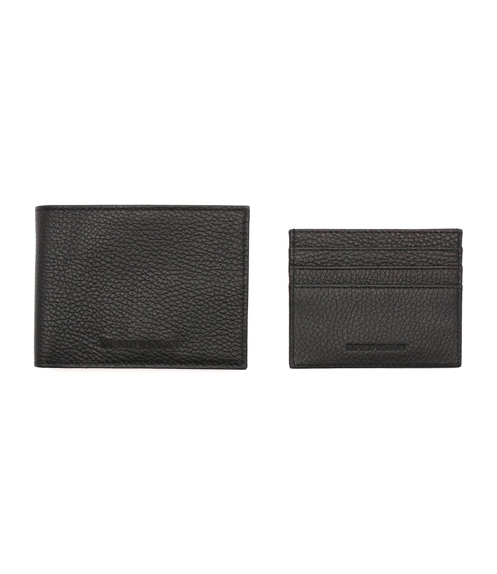 кожаный кошелек + чехол для карт Emporio Armani - черный(Y4R378 Y068E)